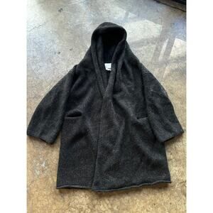 Lauren Manoogian Capote Coat Black Melange Alpaca Hooded Cardigan One Size